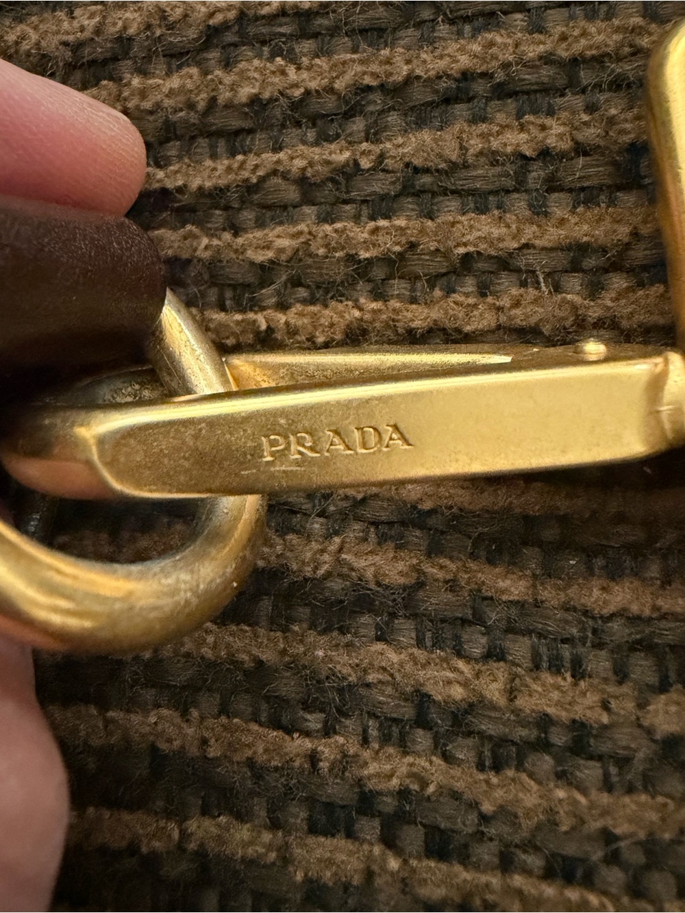 Vintage Dark Olive-Brown Prada Cervo-Trimmed Tessuto Handle Bag - Picture 10 of 15